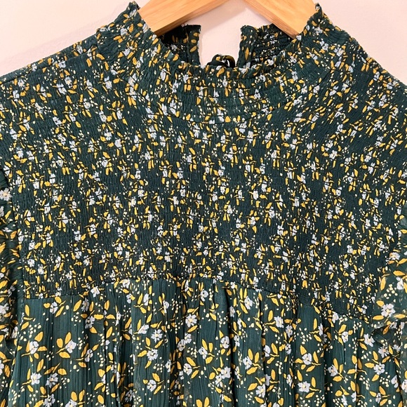 FREE PEOPLE Womens Green Floral Tie Neck Blouse - Picture 2 of 4